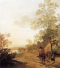 Jan Both Canvas Paintings - Road by a Lake